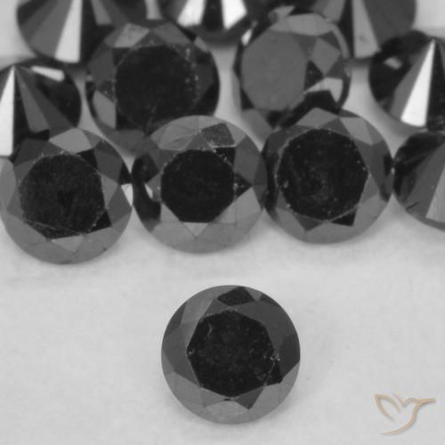 0.11ct 天然 ブラック ダイヤモンド, ラウンド, オペーク