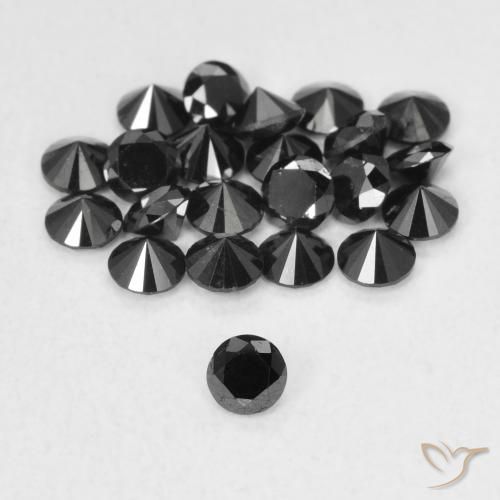 0.07ct 天然 ブラック ダイヤモンド, ラウンド, オペーク