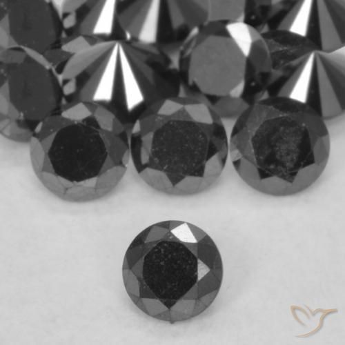0.06ct 天然 ブラック ダイヤモンド, ラウンド, オペーク