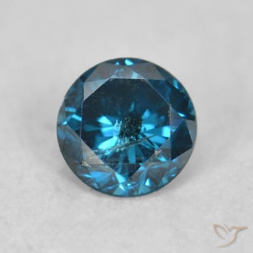 0.09ct 天然 ブルー ダイヤモンド, ラウンド, VS