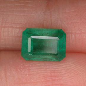 1.54カラットの天然グリーンエメラルド（8×5.9 mm・エメラルドカット）