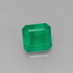 0.46カラットの天然グリーンエメラルド（4.8×4.6 mm・エメラルドカット）