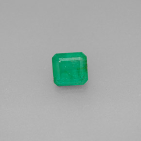 0.48カラットの天然グリーンエメラルド（4.7×4.4 mm・エメラルドカット）