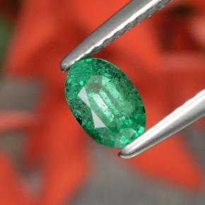 0.48カラットの天然グリーンエメラルド（6.2×4.2 mm・オーバルカット）