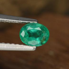 0.48カラットの天然Cool Green エメラルド（5.4×4.2 mm・オーバルカット）