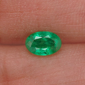 0.44カラットの天然グリーンエメラルド（6×4.1 mm・オーバルカット）