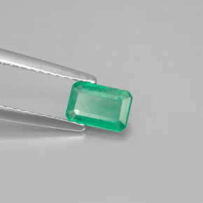 0.47カラットの天然グリーンエメラルド（6.1×4.1 mm・エメラルドカット）