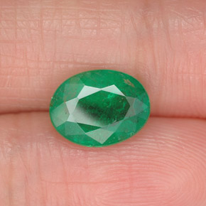 1.56カラットの天然ミディアムグリーンエメラルド（9.1×7 mm・オーバルカット）
