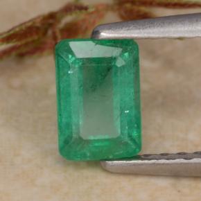 0.69カラットの天然グリーンエメラルド（6.1×4.2 mm・エメラルドカット）