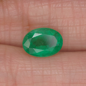 1.27カラットの天然グリーンエメラルド（8.1×5.8 mm・オーバルカット）