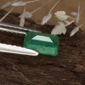 0.59カラットの天然グリーンエメラルド（6×4.1 mm・エメラルドカット）