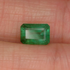 0.84カラットの天然グリーンエメラルド（6.8×4.8 mm・エメラルドカット）