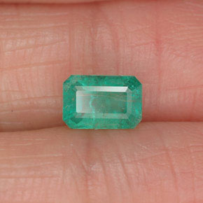 0.61カラットの天然グリーンエメラルド（6.2×4.2 mm・エメラルドカット）