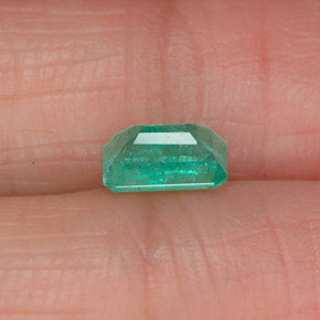 0.61カラットの天然グリーンエメラルド（6.2×4.2 mm・エメラルドカット）