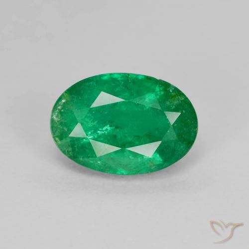 1.68ct 天然 ミディアムグリーン エメラルド, 楕円形, SI-I1