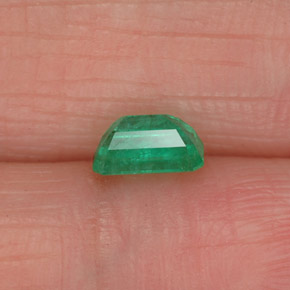 0.46カラットの天然グリーンエメラルド（5.8×3.7 mm・エメラルドカット）