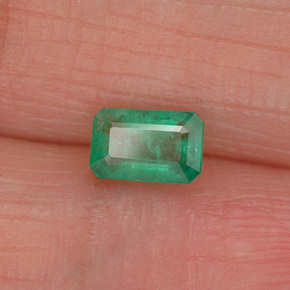 0.50カラットの天然グリーンエメラルド（5.8×3.8 mm・エメラルドカット）