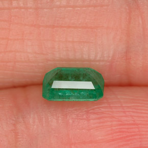 0.55カラットの天然グリーンエメラルド（5.8×4 mm・エメラルドカット）