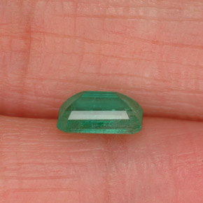 0.52カラットの天然グリーンエメラルド（6×4 mm・エメラルドカット）