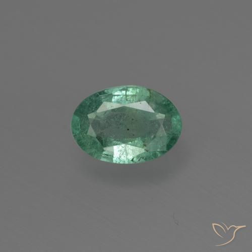0.64ct 天然 ブルーグリーン エメラルド, 楕円形, SI