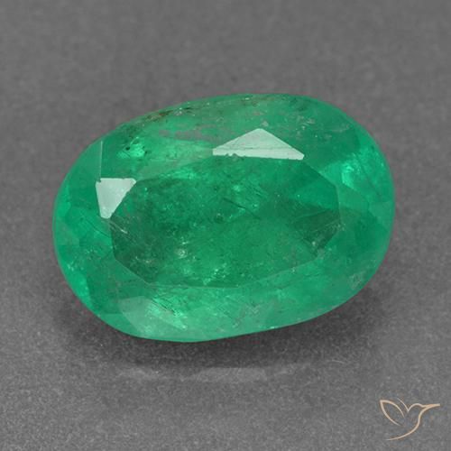 2.07ct 天然 ミディアムグリーン エメラルド, 楕円形, VS-SI