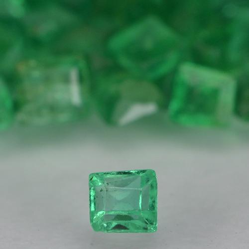 1.34カラットの天然ウォームグリーンエメラルド（1.3×1.2 mm・四角）