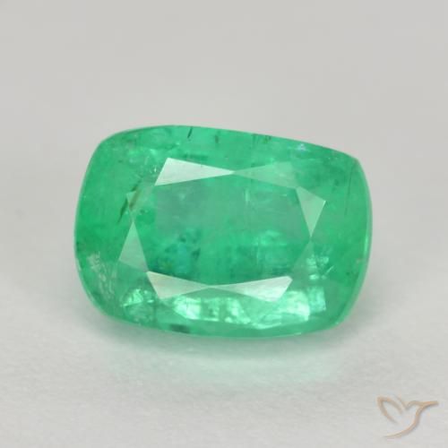 2.14ct 天然 鮮やかなグリーン エメラルド, クッション, I1