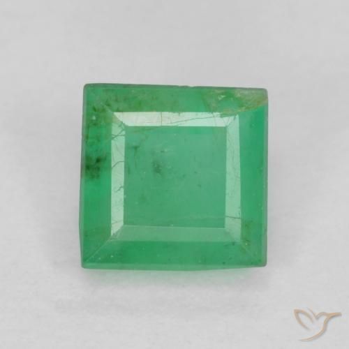 0.38ct 天然 黄みがかったグリーン エメラルド, 四角形, VS-SI