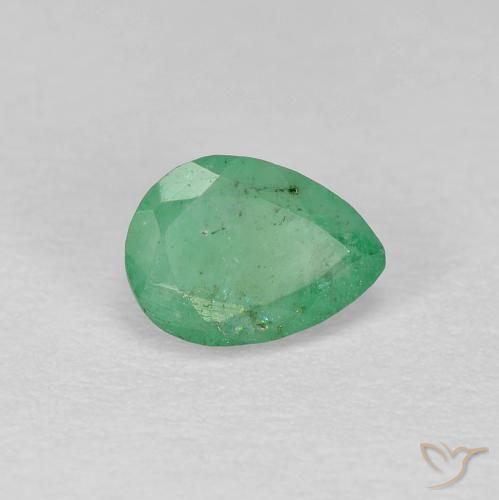 0.51ct 天然 ピスタチオグリーン エメラルド, 洋梨の形, SI-I1