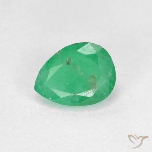 0.44ct 天然 ライトグリーン エメラルド, 洋梨の形, SI-I1
