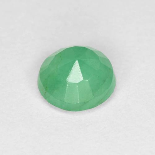 0.48カラットの天然鮮やかなグリーンエメラルド（5.13 mm・ラウンドカット）