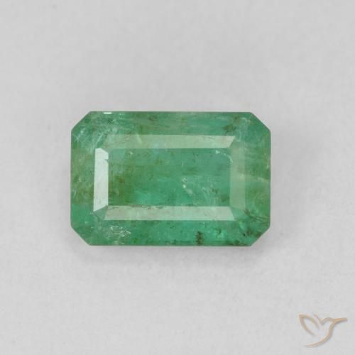 0.88ct 天然 薄いクールグリーン エメラルド, エメラルドカット, SI