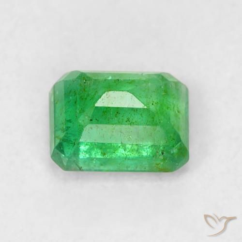 0.50カラットの天然シャムロックグリーンエメラルド（5.1×4 mm・エメラルドカット）