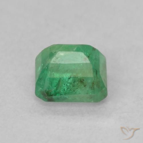 0.35カラットの天然シャムロックグリーンエメラルド、八角形 / エメラルドカット、SI-I1