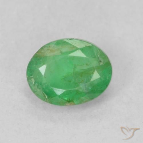 0.35ct 天然 黄みがかったグリーン エメラルド, 楕円形, SI