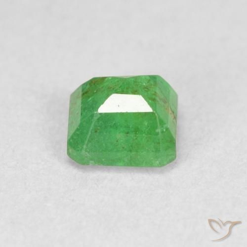0.44カラットの天然黄みがかったグリーンエメラルド、八角形 / エメラルドカット、SI