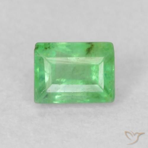 0.16ct 天然 薄いシャムロックグリーン エメラルド, バゲット, VS-SI
