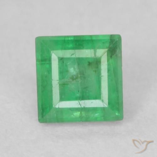 0.24ct 天然 ミディアムグリーン エメラルド, 四角形, I1
