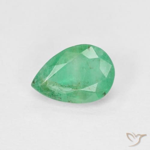 0.64ct 天然 クールグリーン エメラルド, 洋梨の形, VS-SI