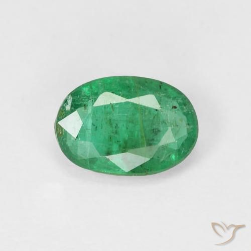 0.75ct 天然 ミディアム薄いグリーン エメラルド, 楕円形, SI