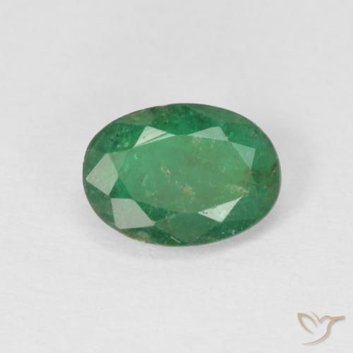 0.69ct 天然 ミディアムグリーン エメラルド, 楕円形, SI