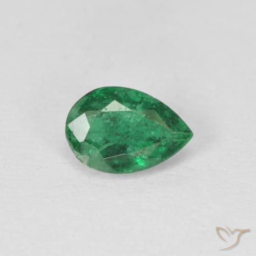0.46ct 天然 フォレストグリーン エメラルド, 洋梨の形, SI