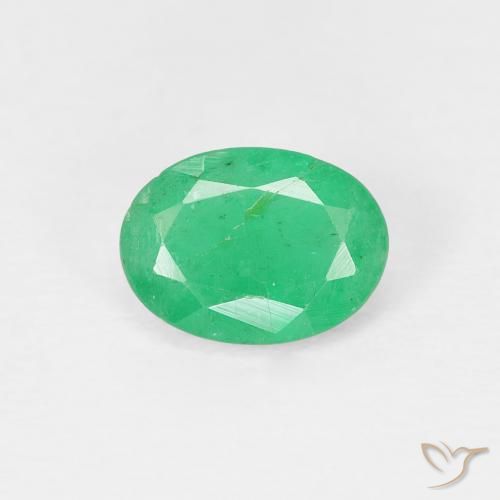 0.69ct 天然 ミディアムグリーン エメラルド, 楕円形, VS-SI