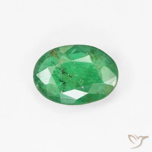 0.62ct 天然 黄みがかったグリーン エメラルド, 楕円形, SI
