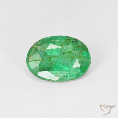 0.69ct 天然 黄みがかったグリーン エメラルド, 楕円形, SI
