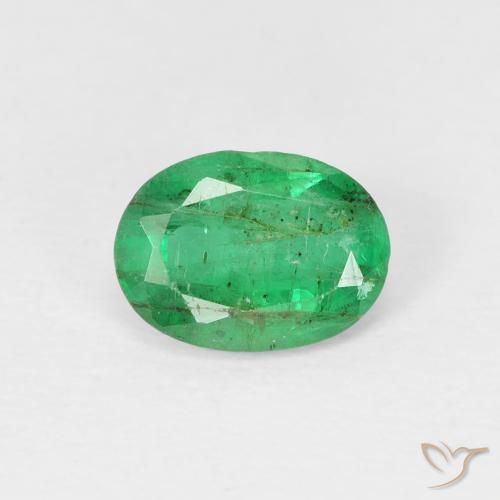 0.78ct 天然 ミディアムグリーン エメラルド, 楕円形, SI