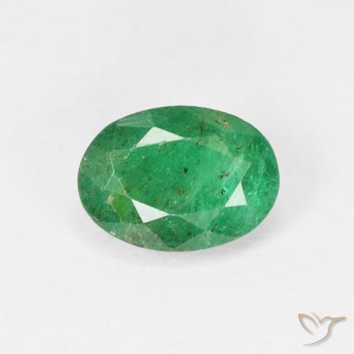 0.95ct 天然 ミディアムグリーン エメラルド, 楕円形, SI