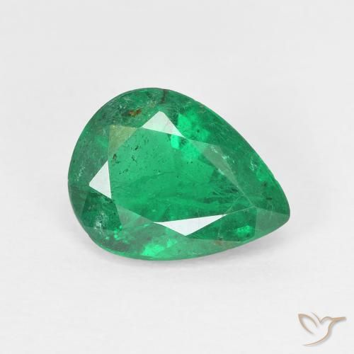 1.70ct 天然 ディープグリーン エメラルド, 洋梨の形, VS
