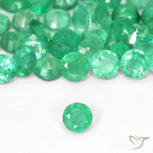 0.12ct 天然 ブリリアントグリーン エメラルド, ラウンド, SI