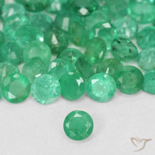 0.14ct 天然 鮮やかなグリーン エメラルド, ラウンド, SI
